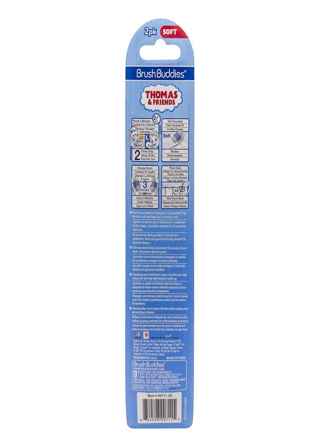 Brush Buddies Thomas and Friends Kids Toothbrush Twin Pack Manual Toothbrushes for Toddlers and Children Soft Bristles Character Toothbrush for Boys and Girls Ages 3 Plus Green and Blue - Image 2